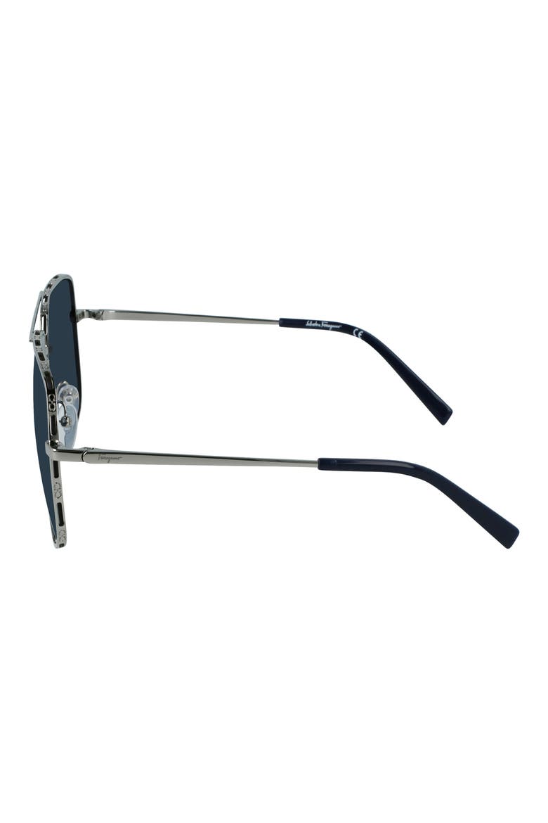 60mm Gancini Aviator Sunglasses, Alternate, color, LIGHT RUTHENIUM
