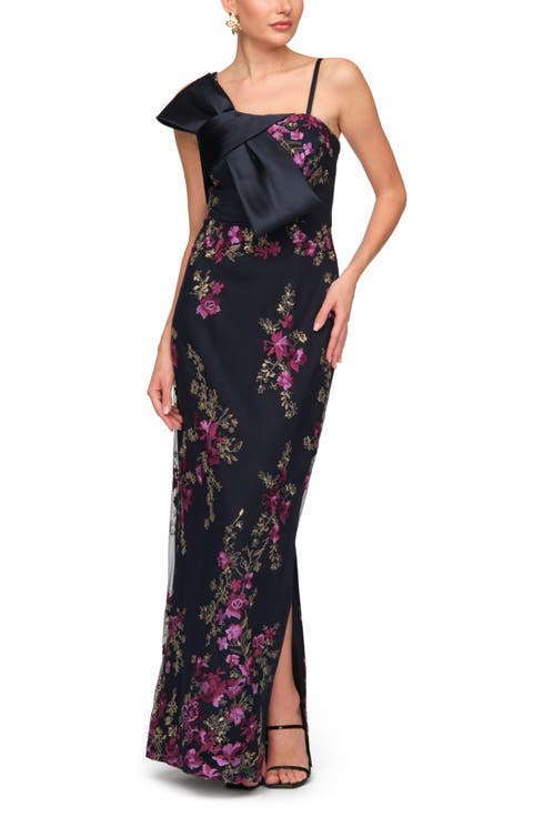 Piper Bow Embroidered Evening Gown
