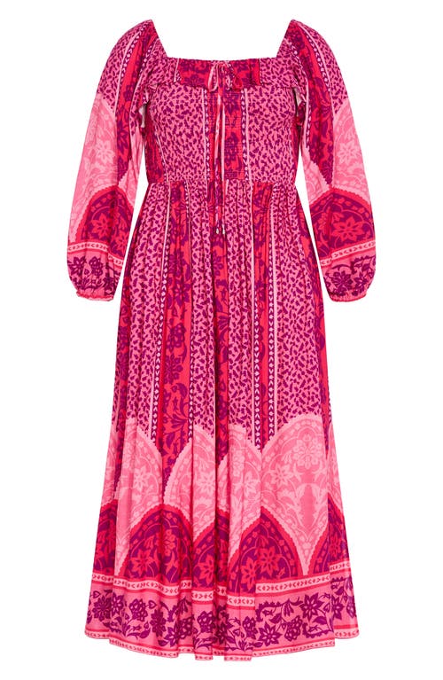 City Chic Estelle Print Long Sleeve Maxi Dress In Field Of Dreams