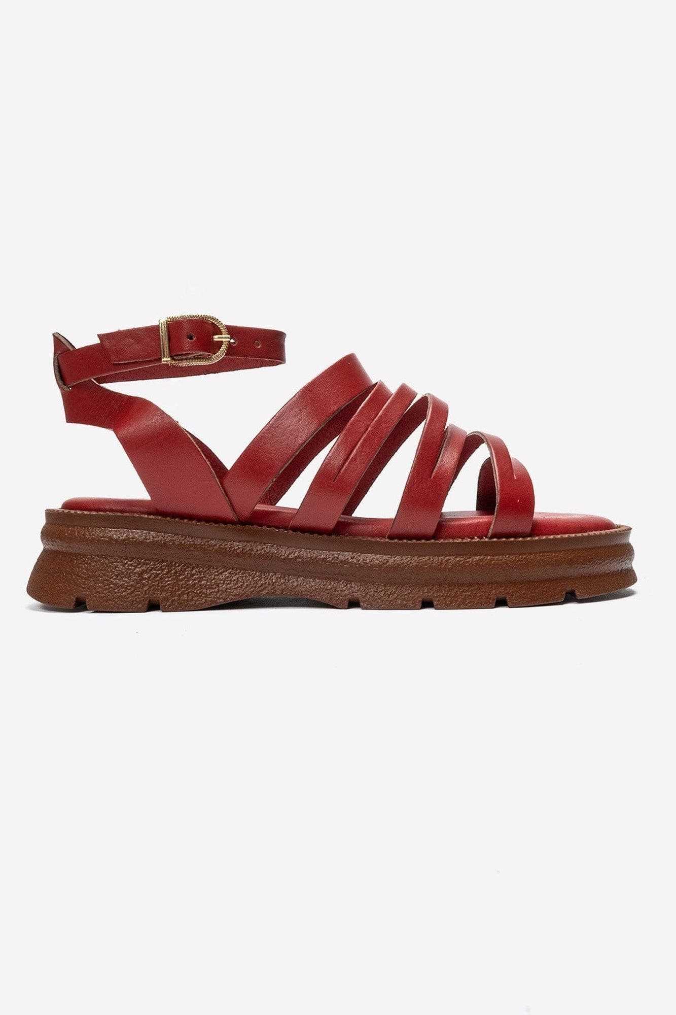 Pelsa Leather Multi Strap Sandal, Alternate, color, Red