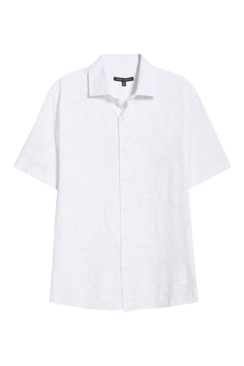 Makul Tonal Print Short Sleeve Stretch Cotton Button-Up Shirt, Alternate, color, WHITE