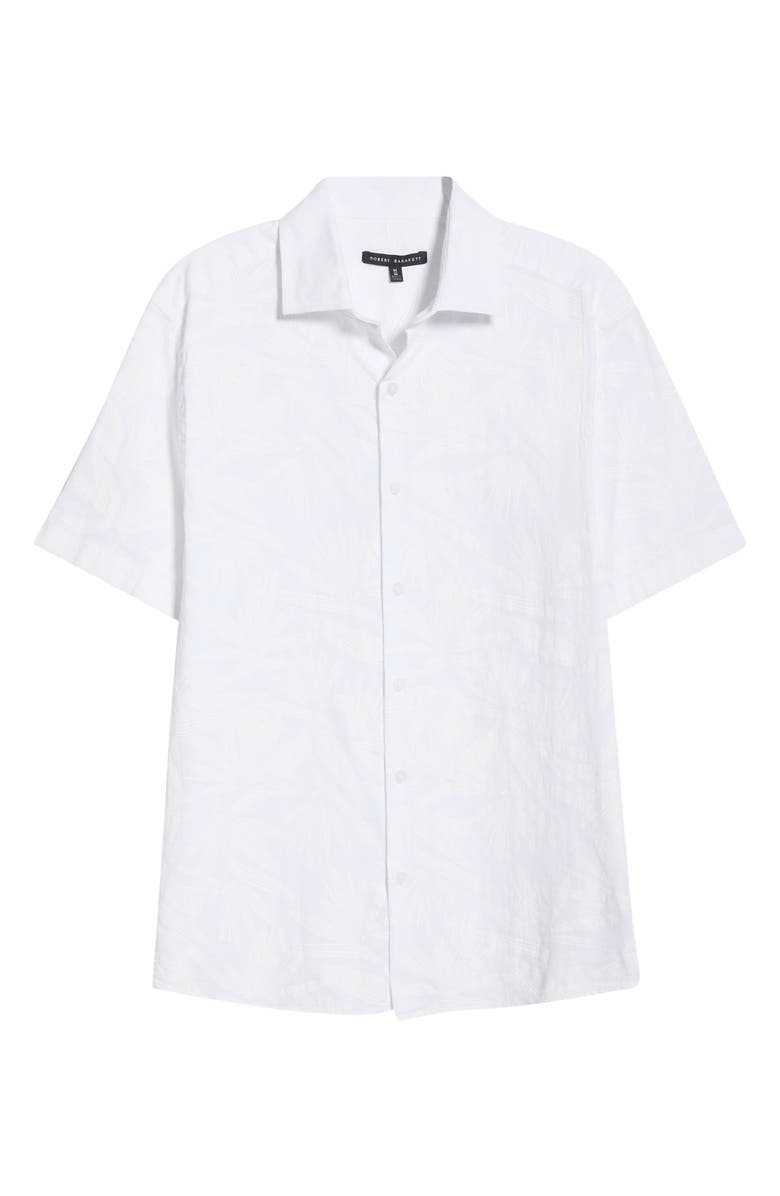 Robert Barakett Makul Tonal Print Short Sleeve Stretch Cotton Button-Up Shirt, Alternate, color, White