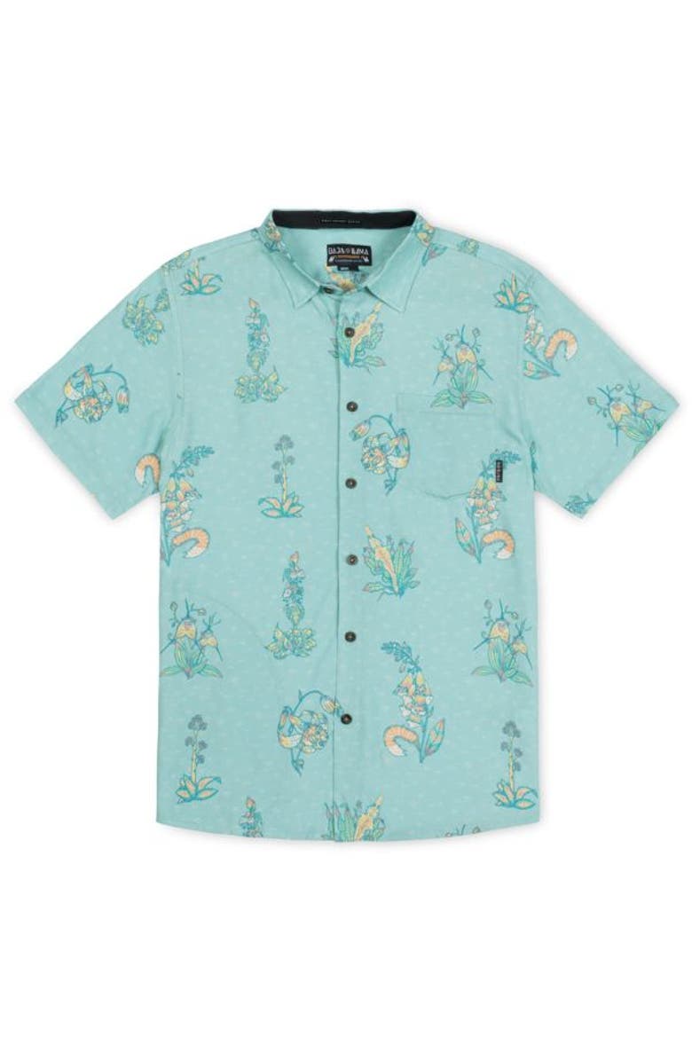 Baja Llama FLOWER PERSONALITIES - NIGHTHAWK BUTTON UP, Main, color, Turquoise