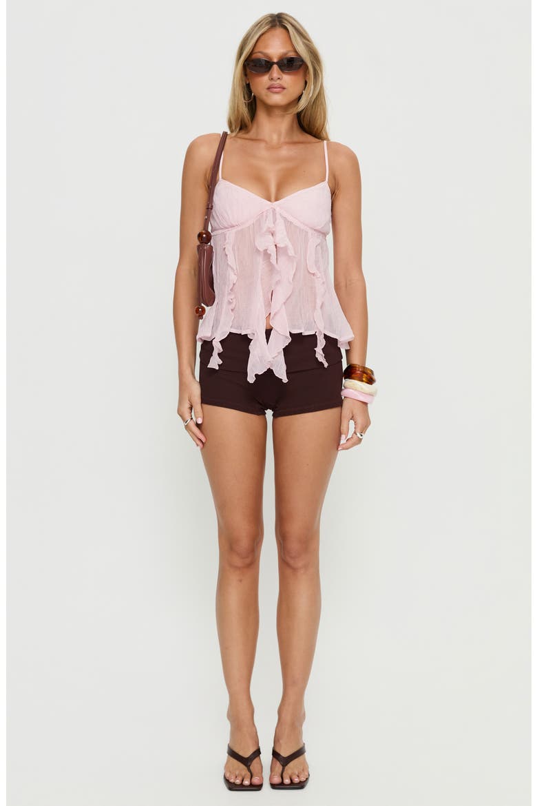 Christelle Sheer Ruffle Camisole, Alternate, color, PINK