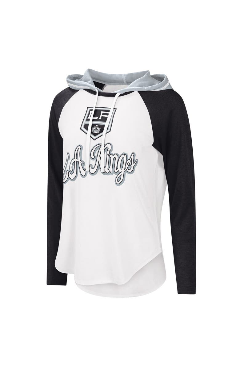 STARTER Women's G-III Sports by Carl Banks White/Black Los Angeles Kings MVP Raglan Lightweight Hooded T-Shirt, Alternate, color, White