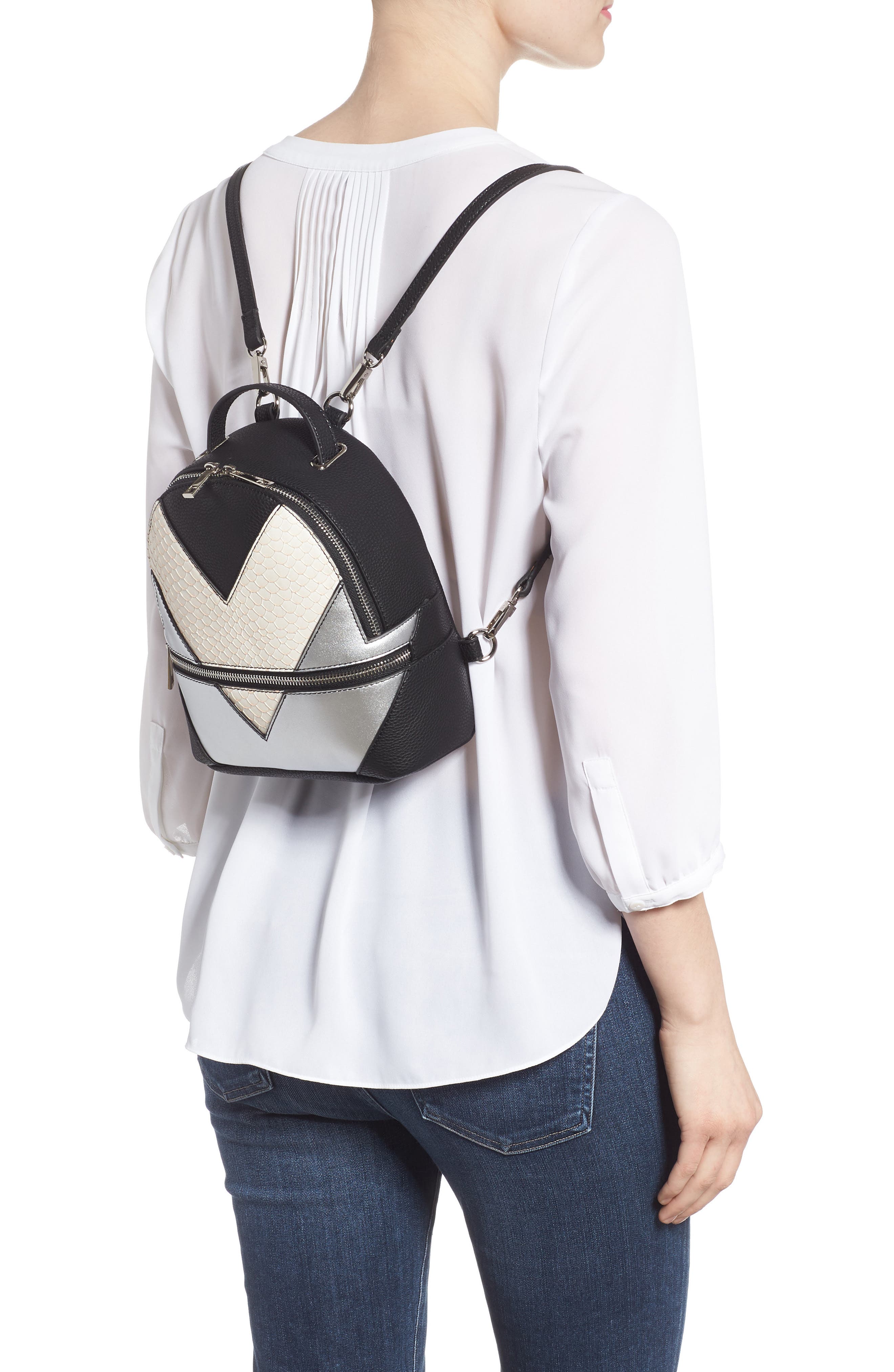 Greta Backpack, Alternate, color, BLACK METALLIC