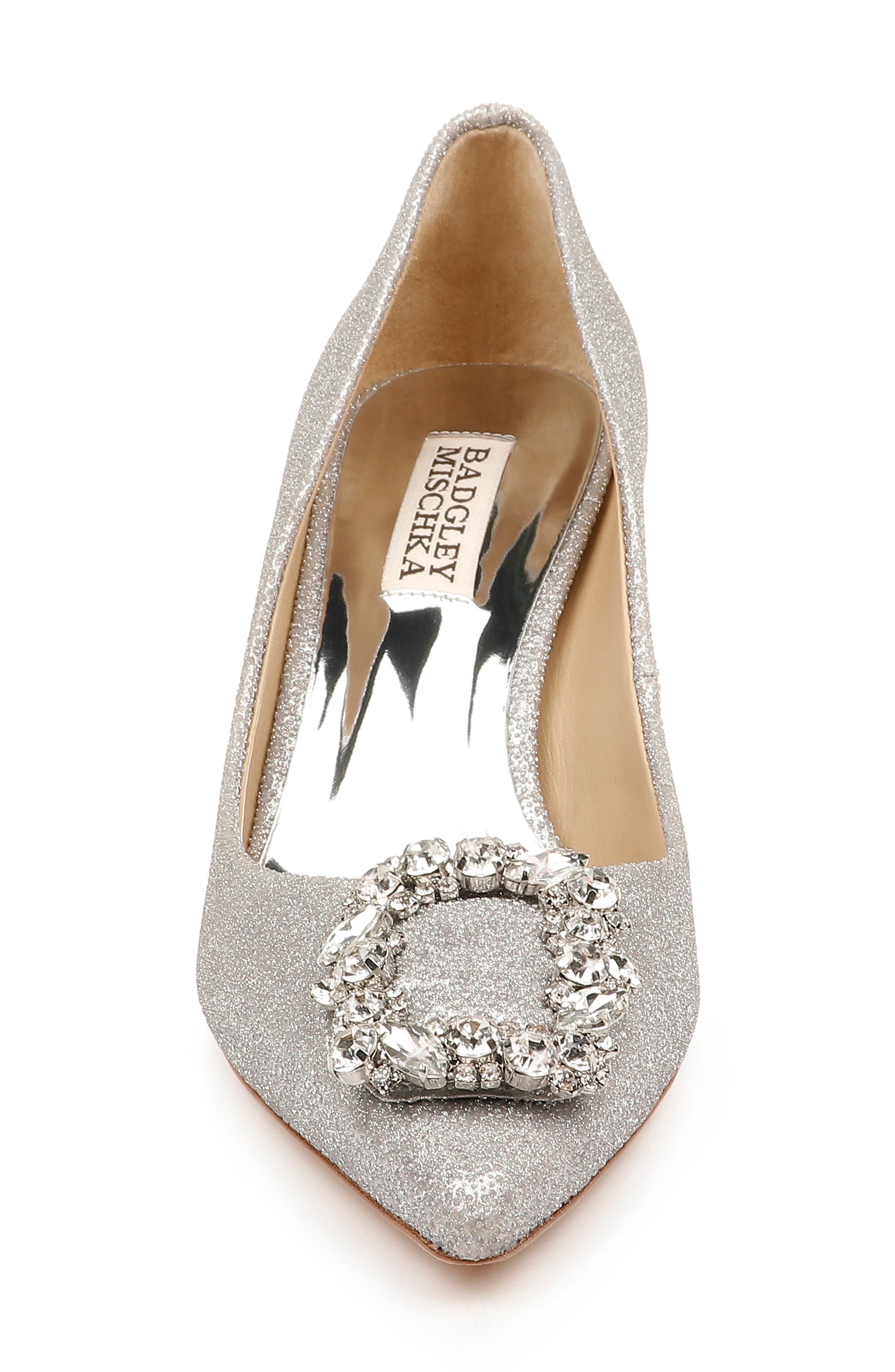 Badgley Mischka Collection Carrie Crystal Embellished Pump, Alternate, color, Silver Glitter