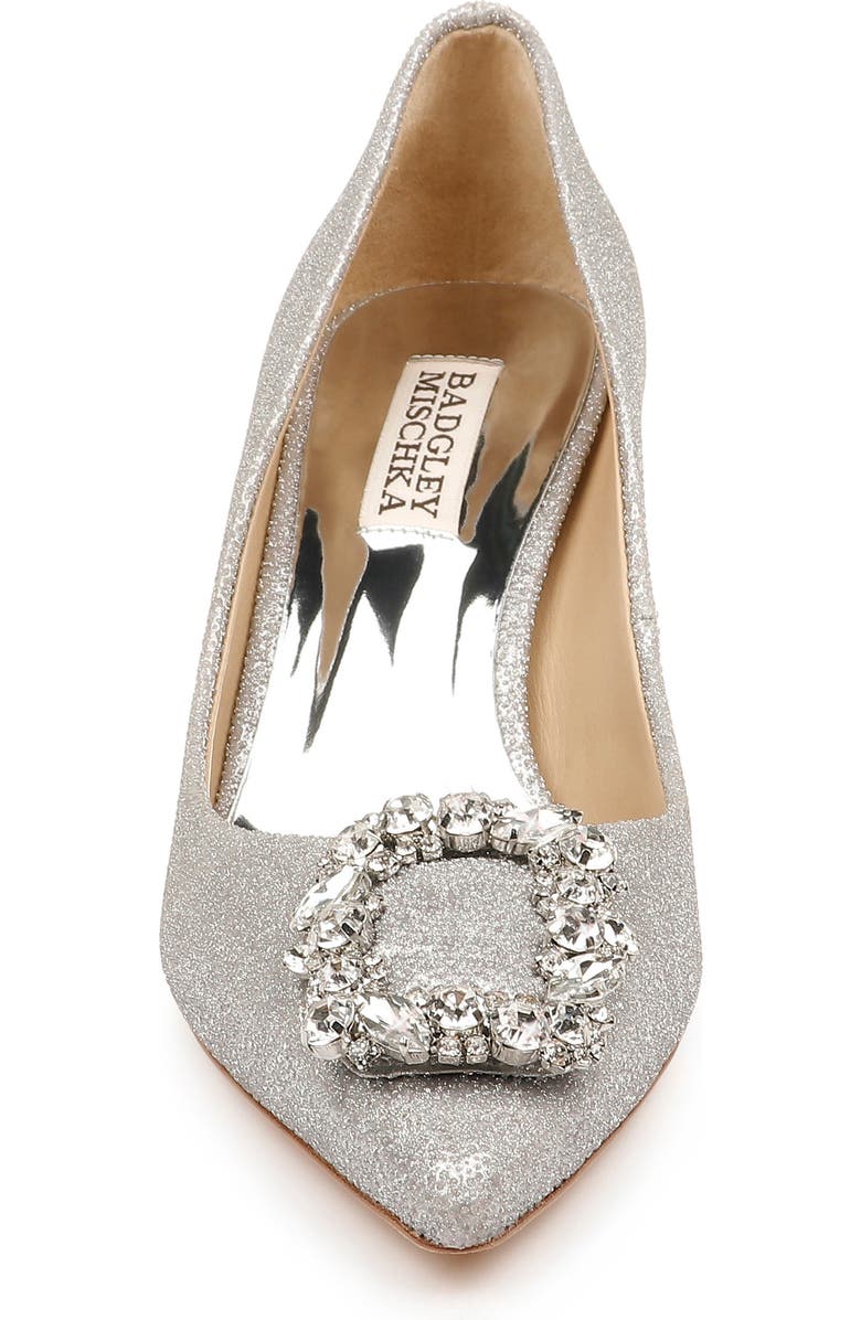 Badgley Mischka Collection Carrie Crystal Embellished Pump, Alternate, color, Silver Glitter