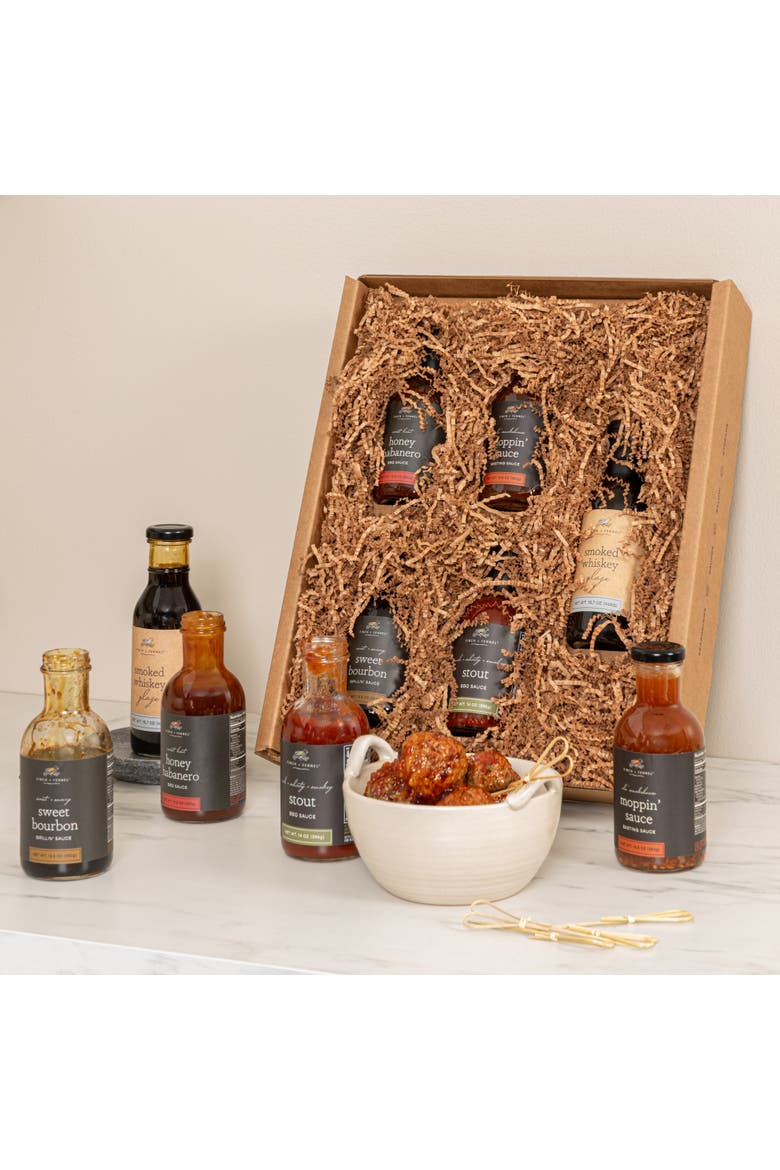 5-Piece BBQ Sauce Sampler Pack Gift Box, Alternate, color, Brown