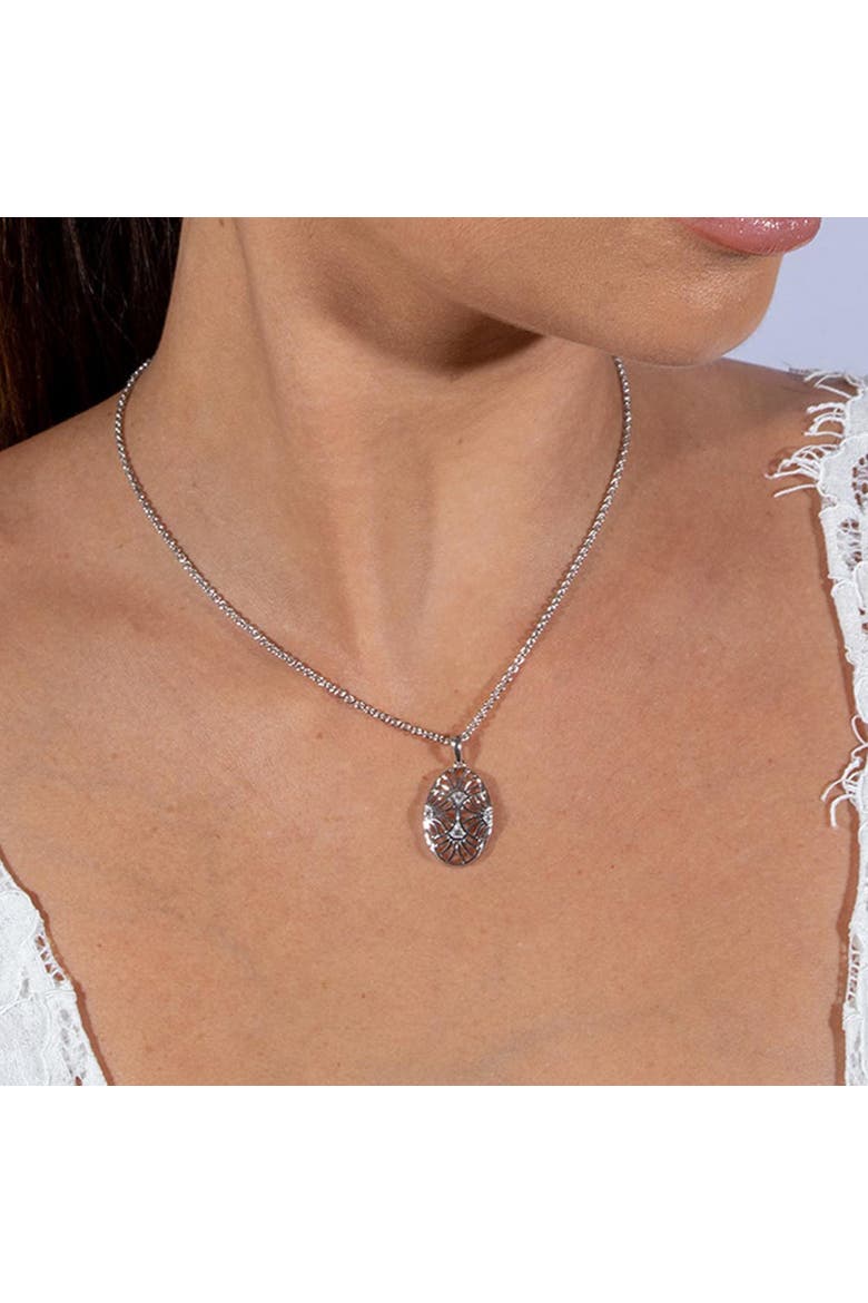 Art Deco Oval Pendant, Alternate, color, Sterling Silver