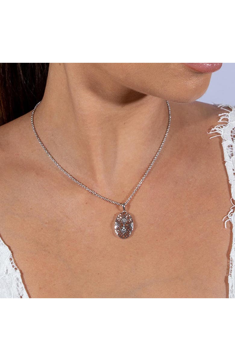 Lucy Quartermaine Art Deco Oval Pendant, Alternate, color, Sterling Silver