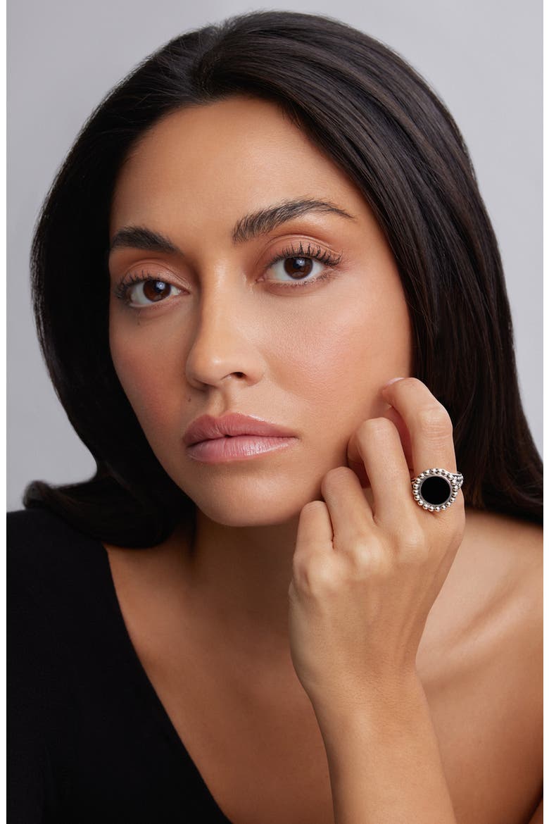 Maya Circle Ring, Alternate, color, SILVER/ ONYX