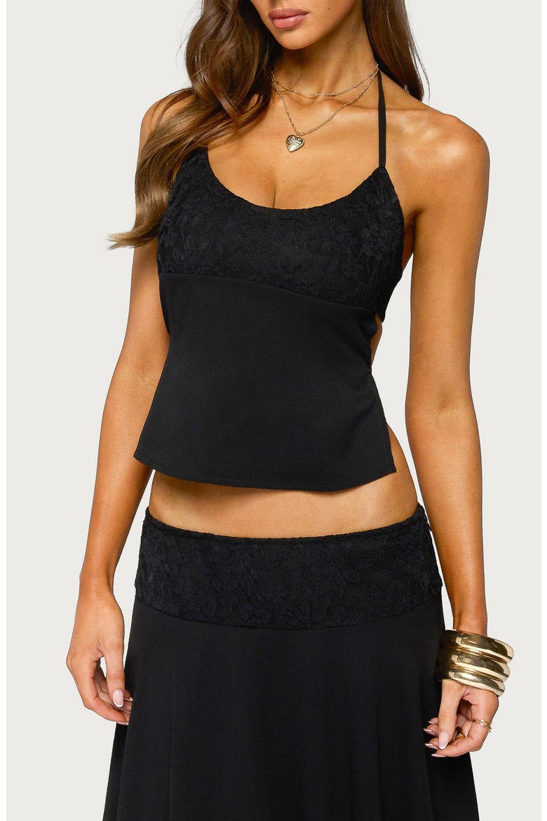 Evia Lace Halter Top, Main, color, BLACK