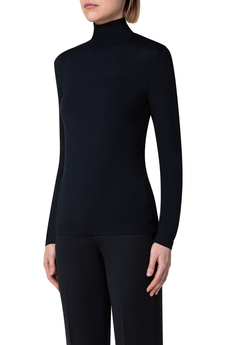 Stretch Modal Turtleneck, Alternate, color, BLACK