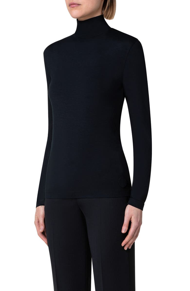 Akris punto Stretch Modal Turtleneck, Alternate, color, Black