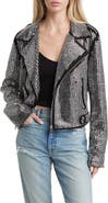 AZALEA WANG Rhinestone Moto Jacket