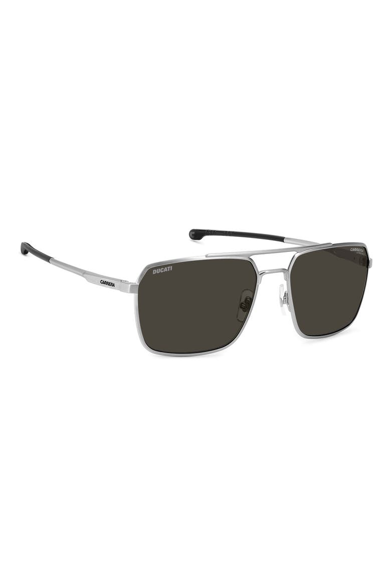 x Ducati Carduc 59mm Aviator Sunglasses, Alternate, color, BRUSHED PALLADIUM/ GREY