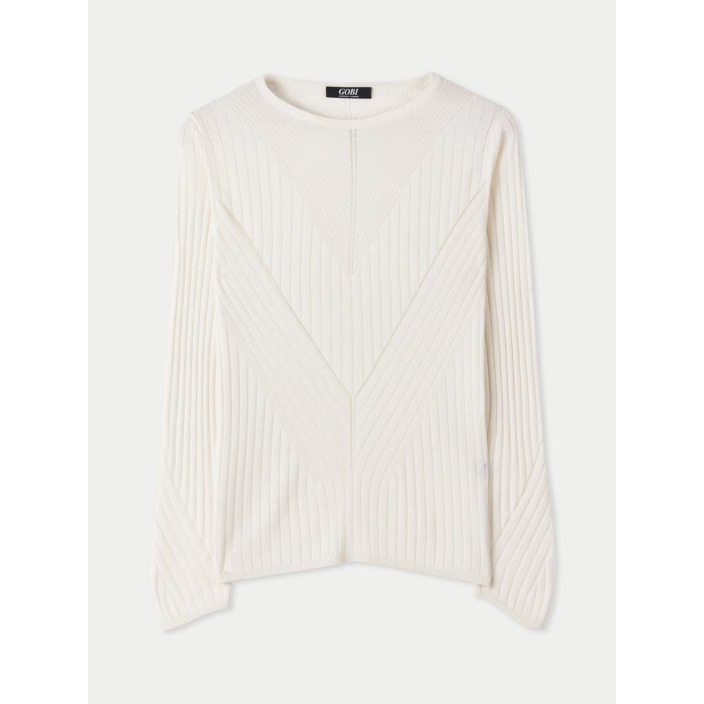 Gobi Mongolian Cashmere Rib-knit Silk Cashmere Sweater In Whisper White