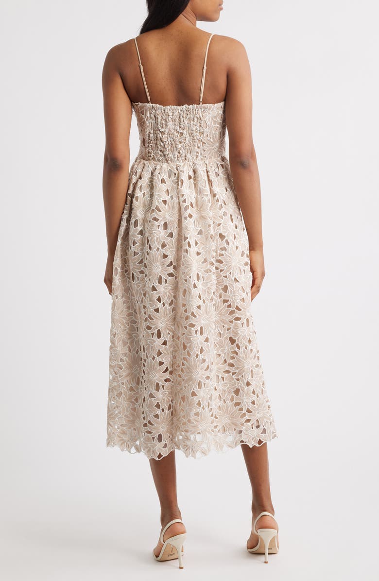 Lucy Paris Mona Lace Midi Dress, Alternate, color, Beige