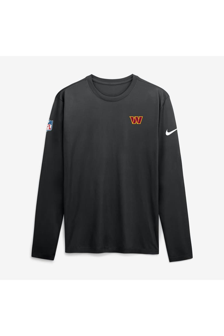 Men's Nike Black Washington Commanders Sideline Small Logo Legend Dri-FIT Long Sleeve T-Shirt, Main, color, Black