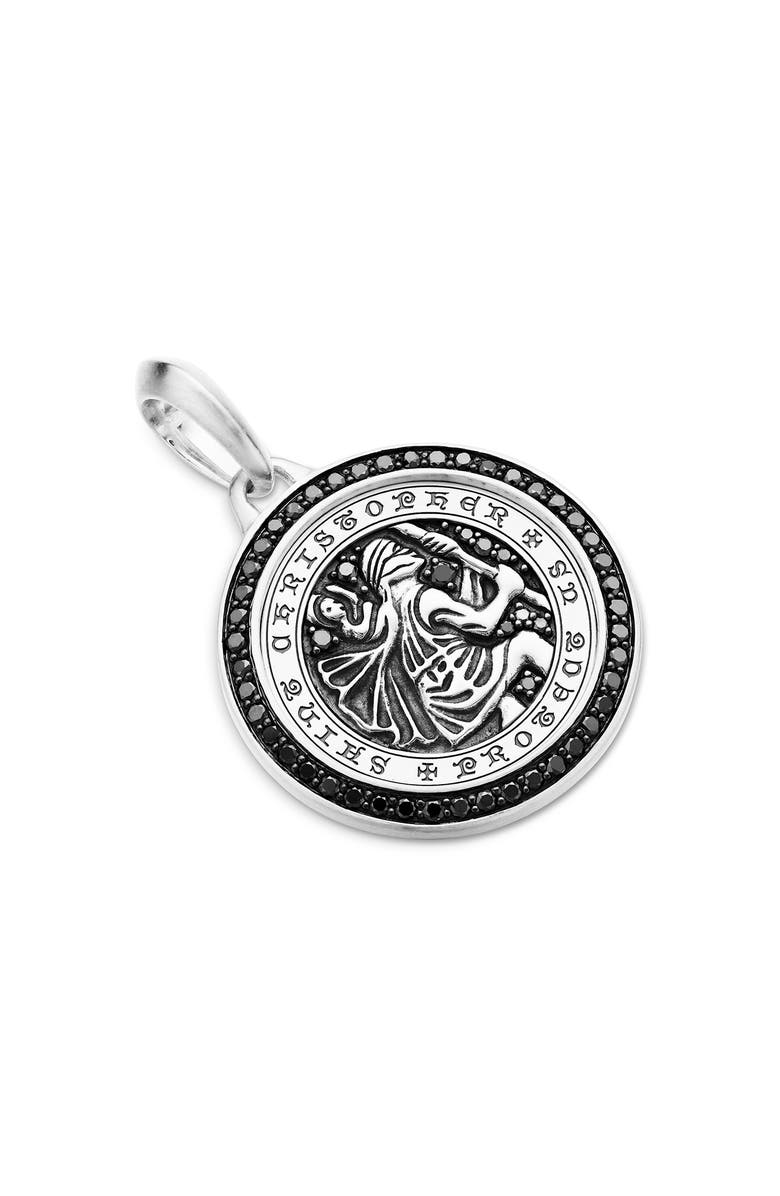David Yurman Men's St. Christopher Amulet with Pavé Black Diamonds, Alternate, color, Silver Pave