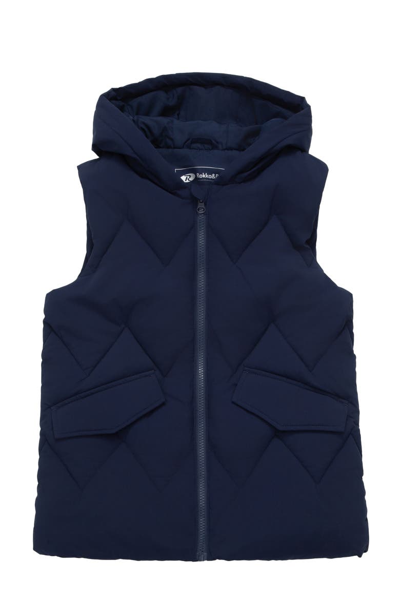 Rokka&Rolla Kids' Hooded Puffer Vest, Alternate, color, Navy