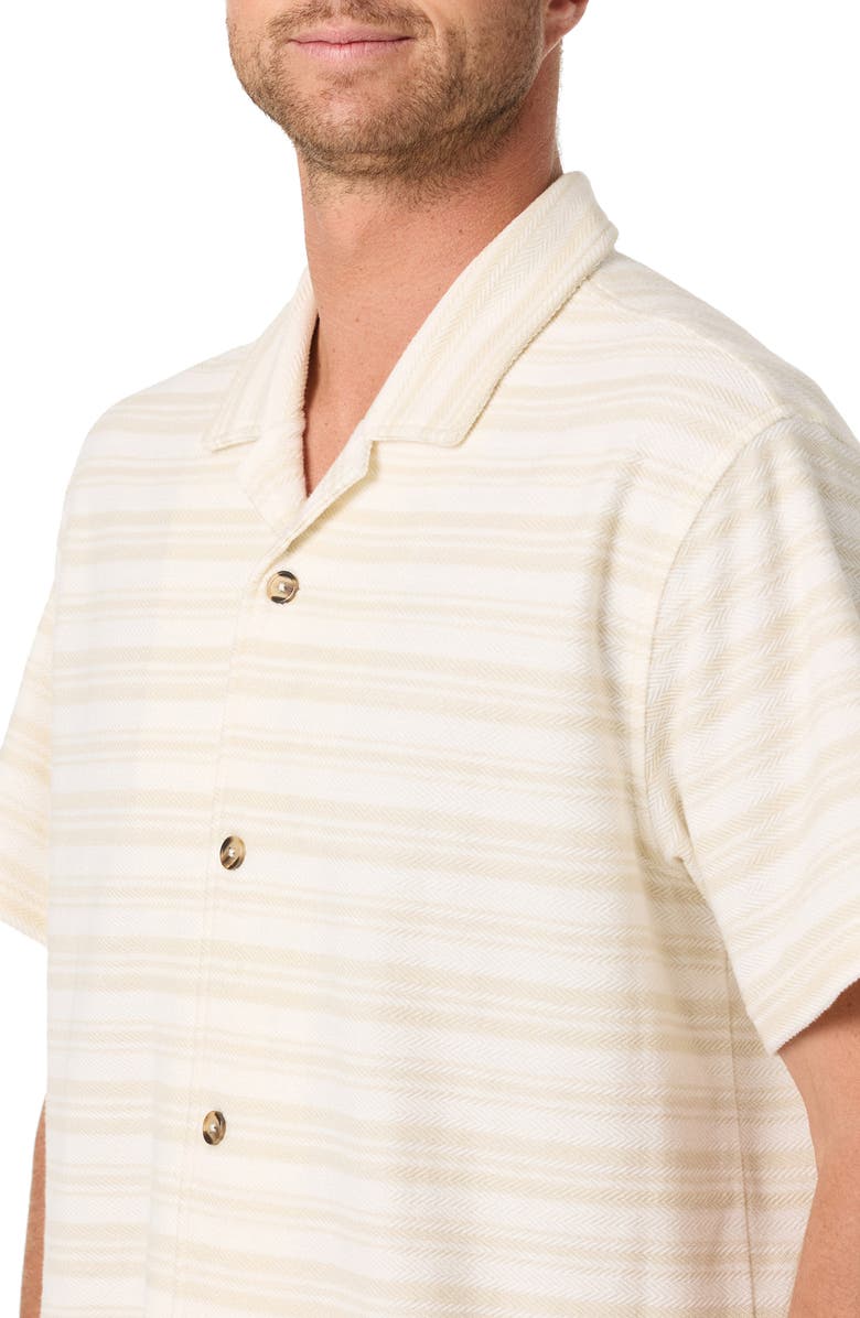 O'Neill Country Club Stripe Knit Camp Shirt, Alternate, color, Tofu