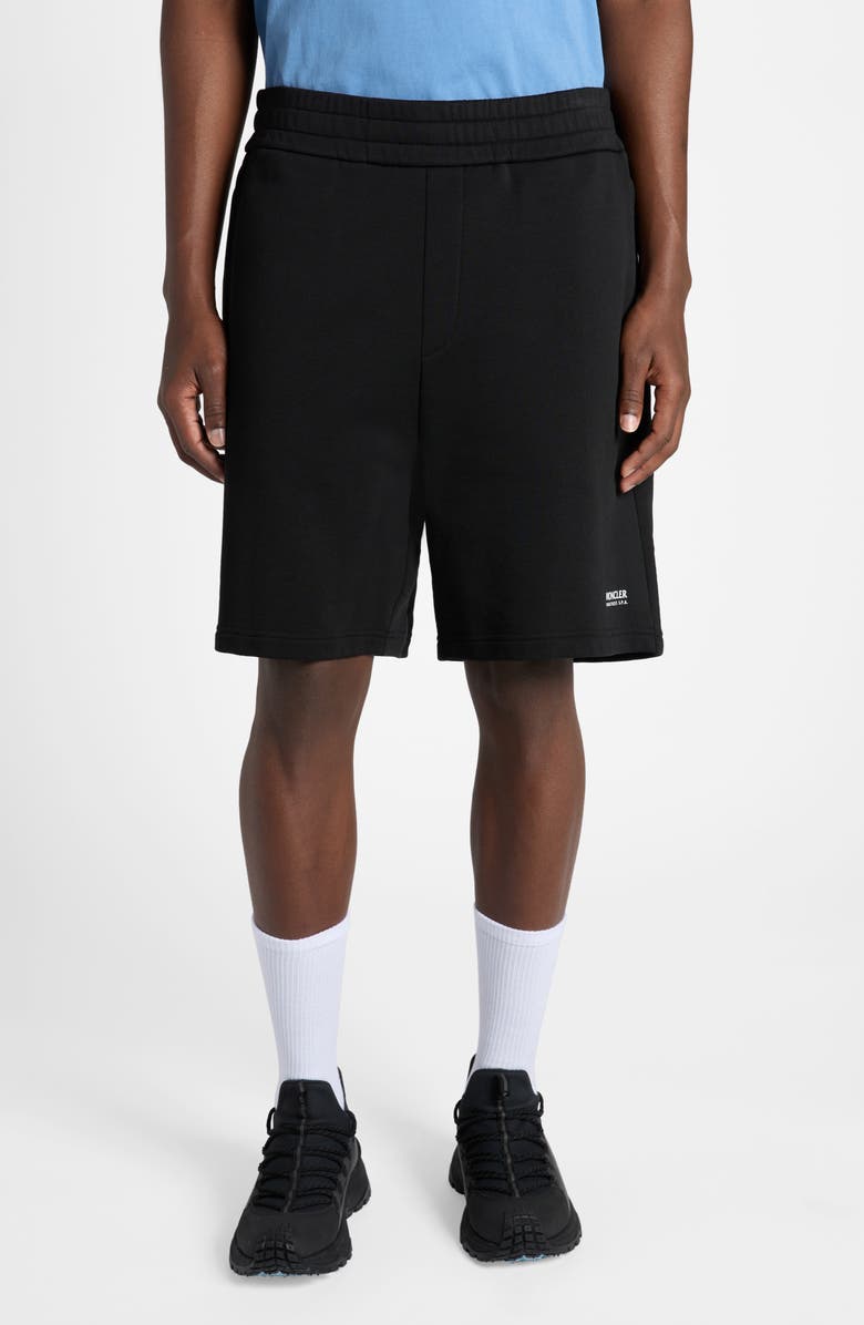 Moncler Cotton Fleece Sweat Shorts, Main, color, Black