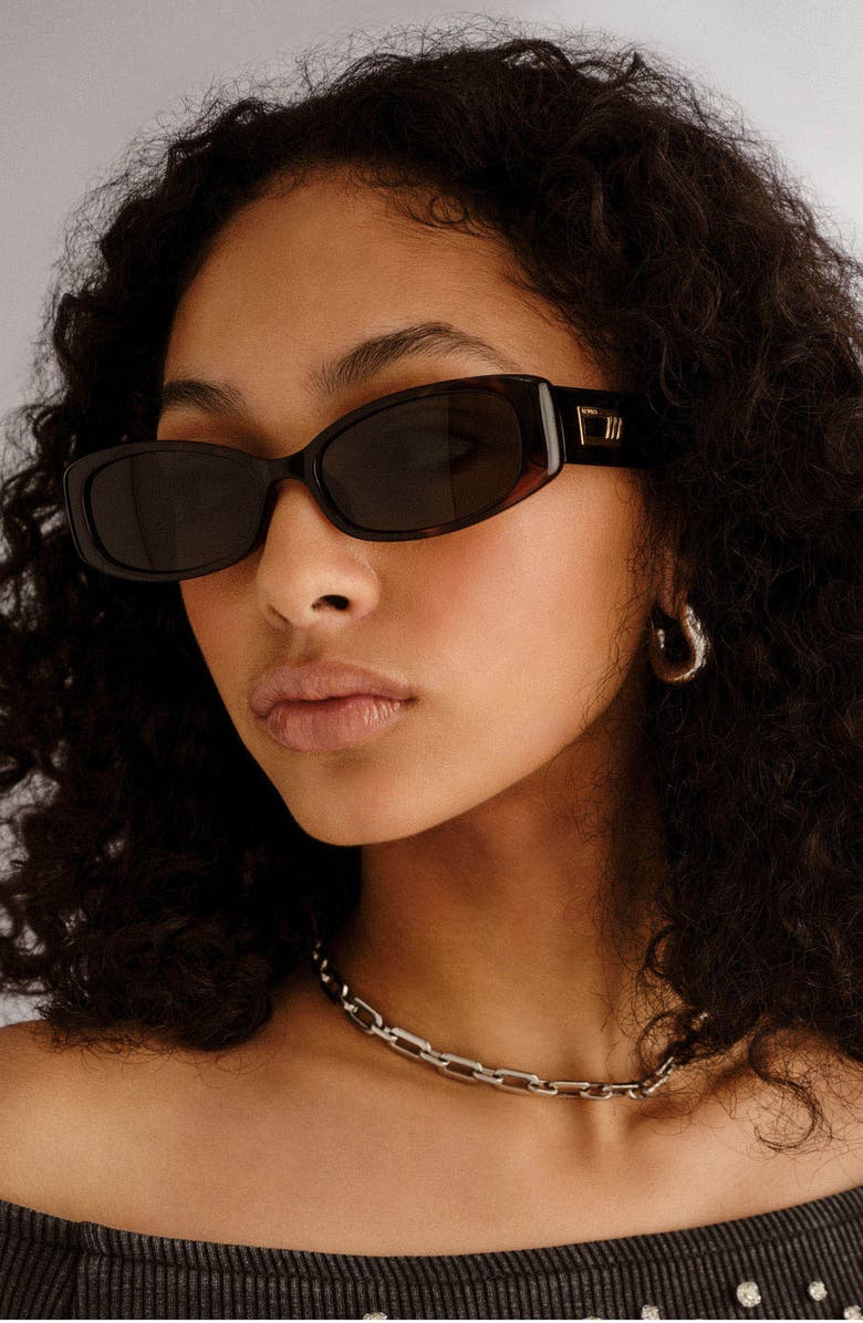 Le Specs Starlight Rectangular Sunglasses, Alternate, color, Tort/ Khaki Mono