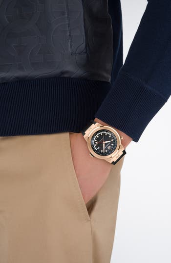 FERRAGAMO F-80 GMT Worldtime Silicone Strap Watch, 43mm
