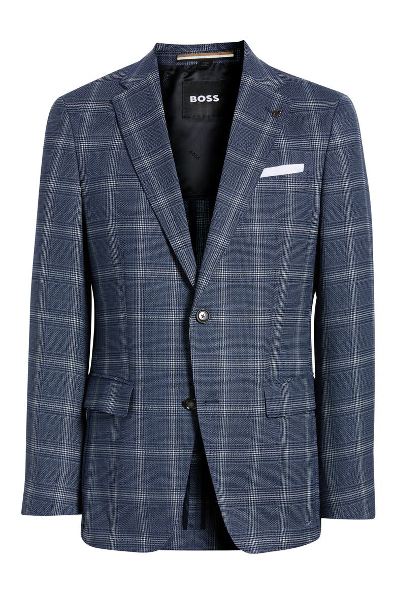 Hutson Slim Fit Dark Blue Windowpane Check Sport Coat, Alternate, color, DARK BLUE