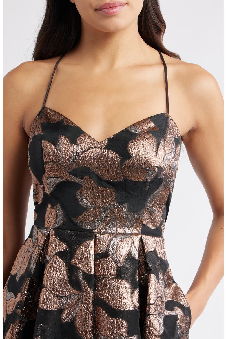 eliza j metallic floral dress Metallic Floral Jacquard Ballgown (Women)