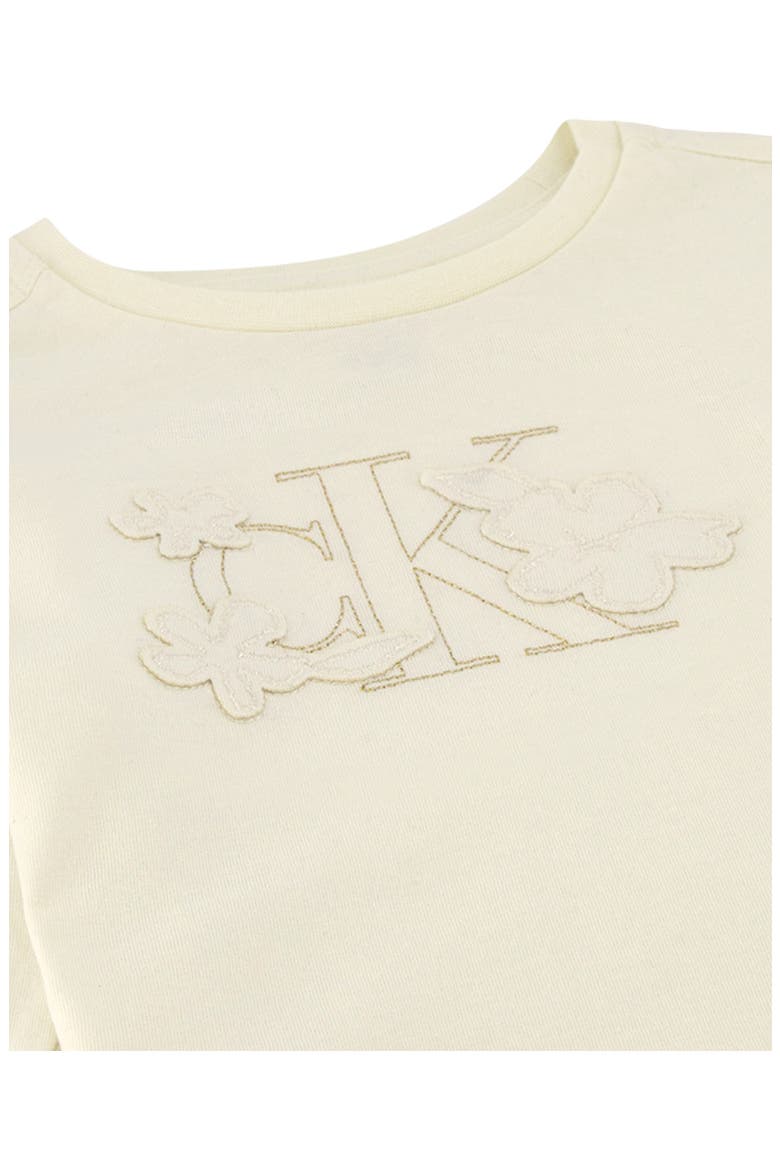 Floral Logo Long Sleeve Tee & Shimmery Skirt Set, Alternate, color, IVORY MULTI