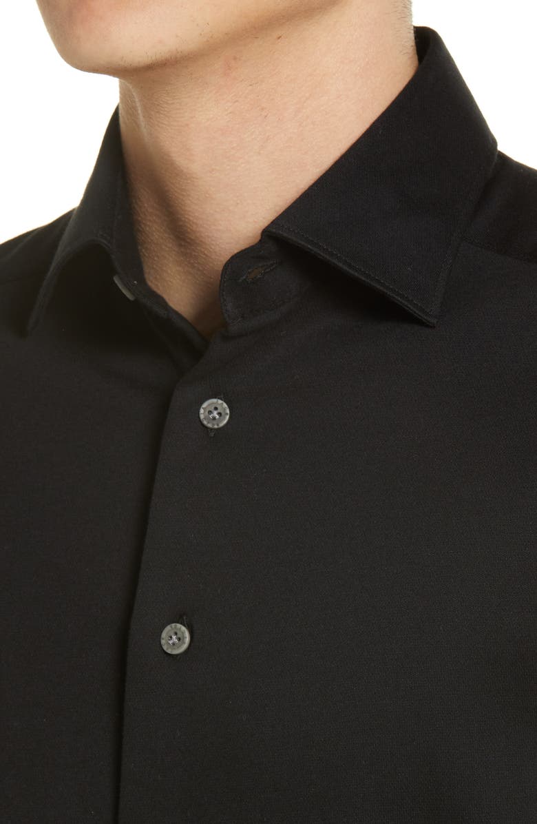 Jack Victor Abbott Cotton Jersey Button-Up Shirt, Alternate, color, Black