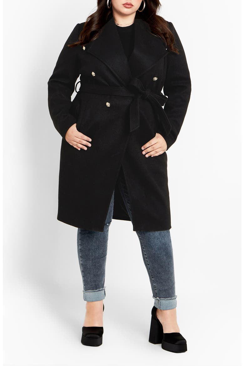Callie Belted Coat, Main, color, BLACK