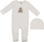 Manière Bear Appliqué Footie & Beanie Set