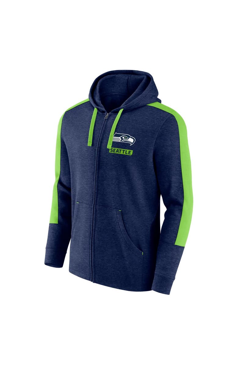 FANATICS Men's Fanatics Heather College Navy Seattle Seahawks Gains Full-Zip Hoodie, Alternate, color, College Navy