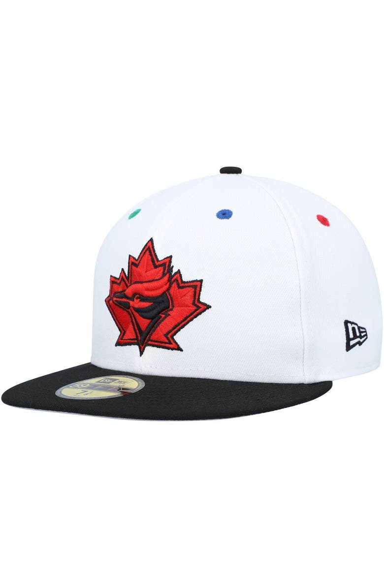 New Era Men's New Era White/Black Toronto Blue Jays 25th Anniversary Primary Eye 59FIFTY Fitted Hat, Alternate, color, White