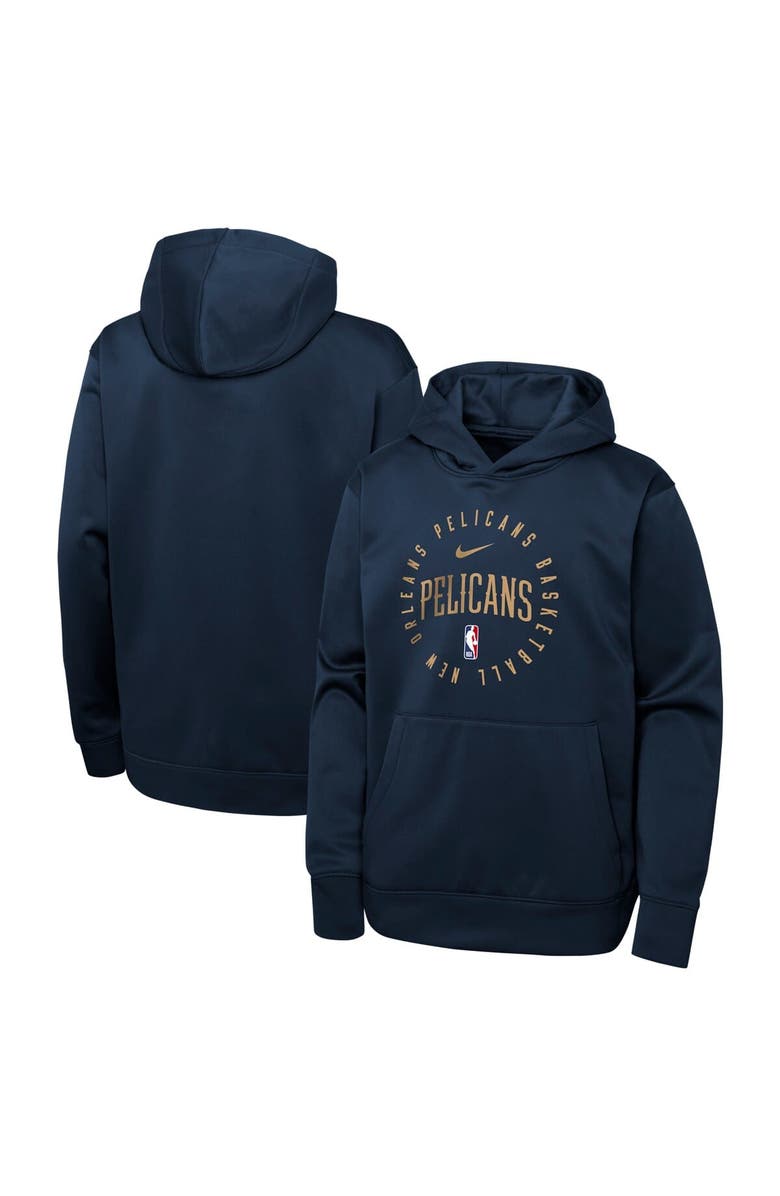 Nike Youth Nike Navy New Orleans Pelicans Performance Practice Spotlight Pullover Hoodie, Main, color, Navy