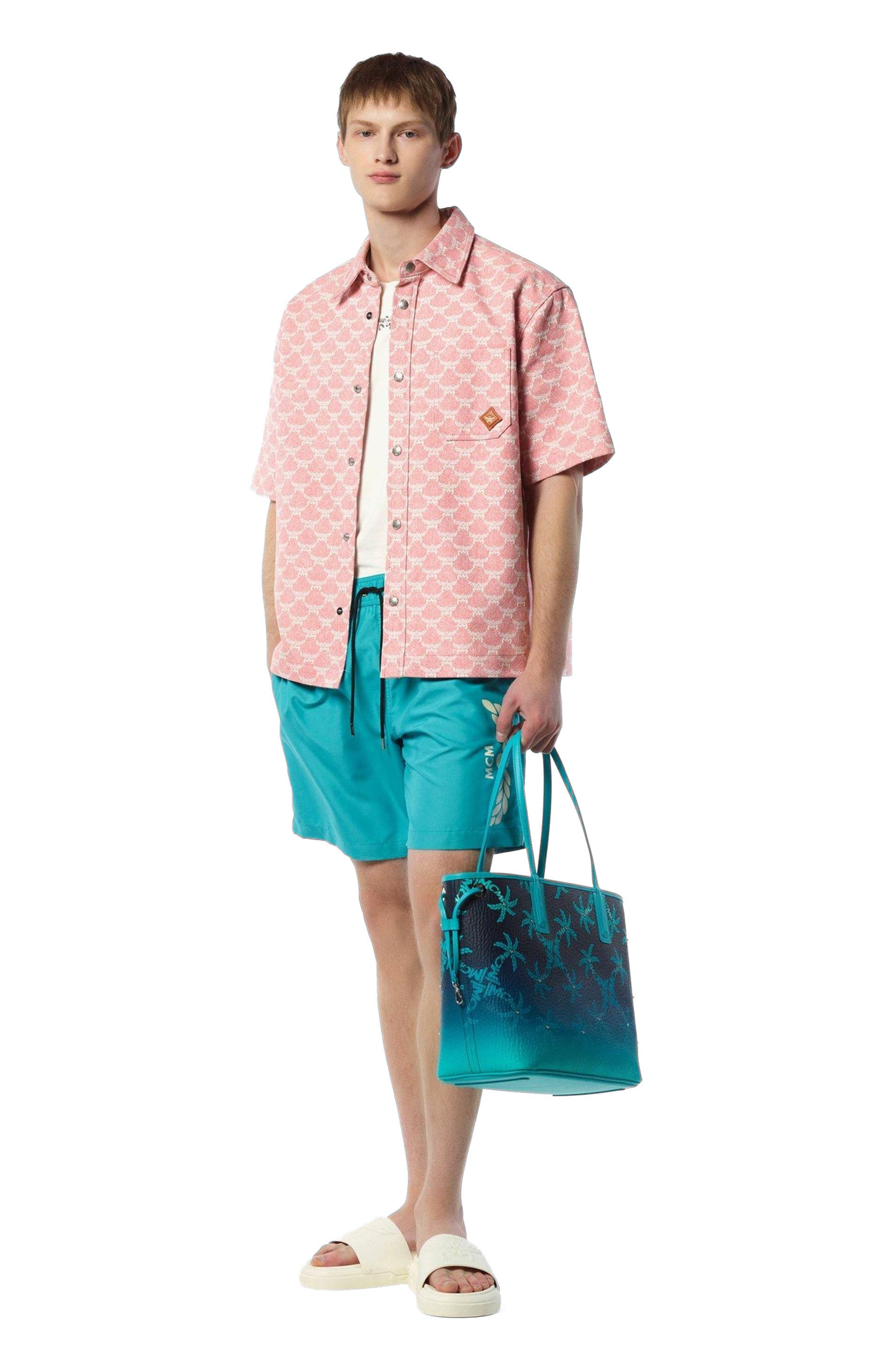 MCM Liz Shopper in Studded Palm Canvas, Alternate, color, 