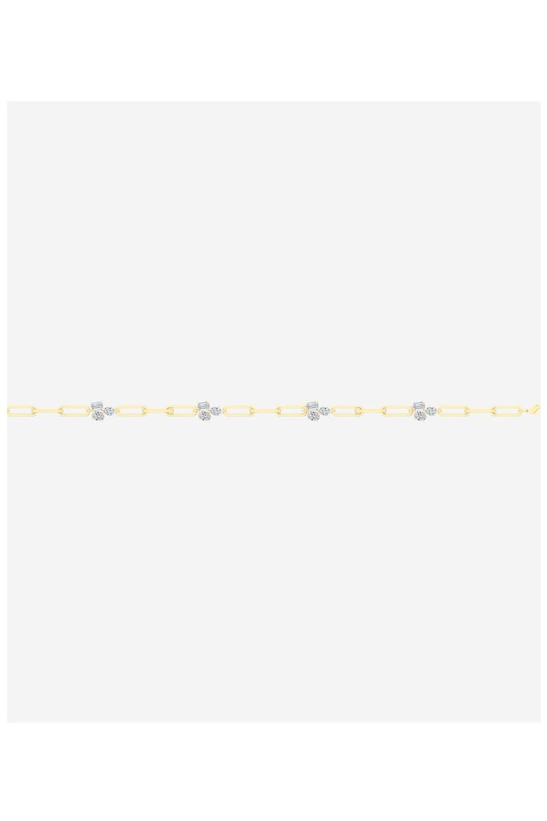 Multi Shape Cluster Paperclip Lab Diamond Bracelet in 14K, Alternate, color, Yellow Gold