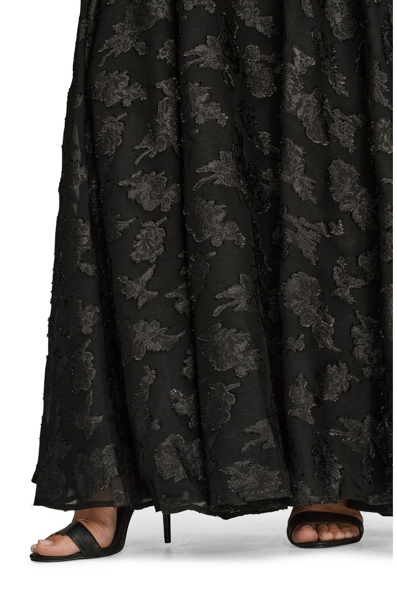 Ruched Metallic Strapless Gown, Alternate, color, BLACK