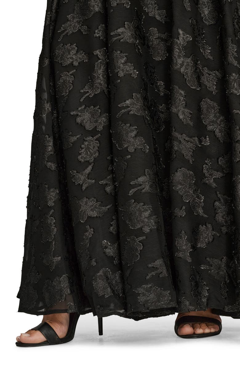 Donna Karan New York Ruched Metallic Strapless Gown, Alternate, color, Black