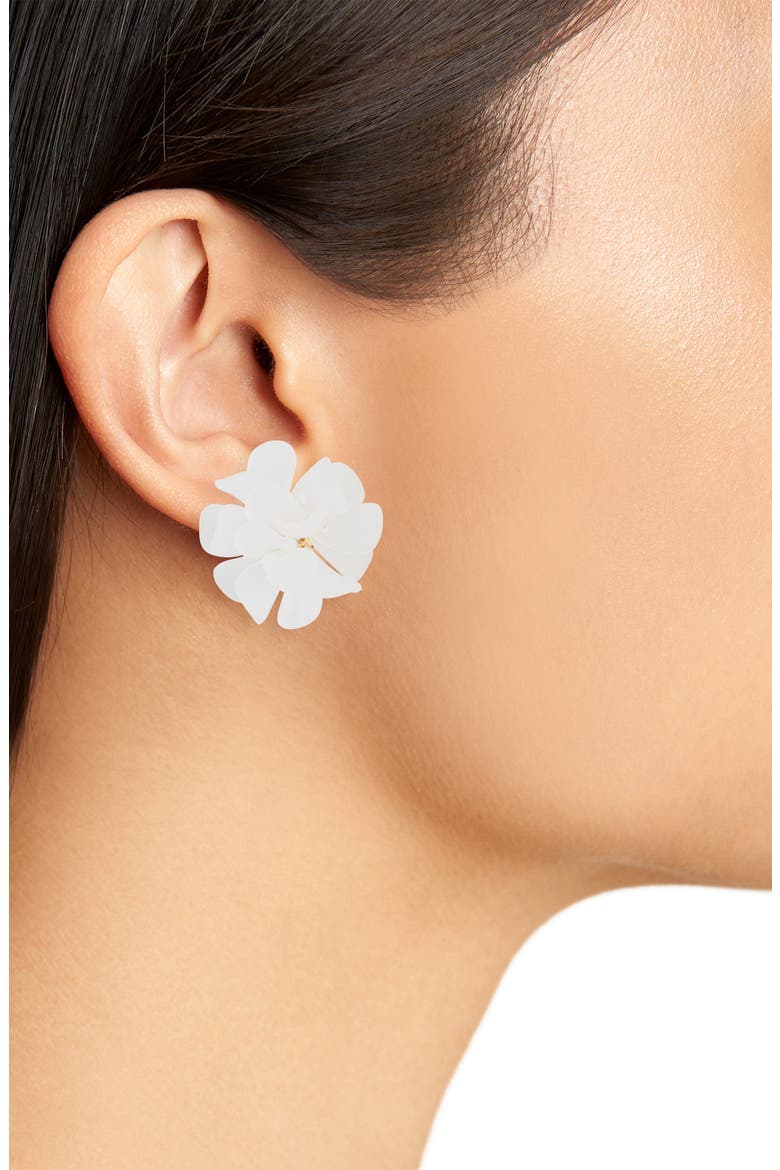 Floral Stud Earrings, Alternate, color, WHITE