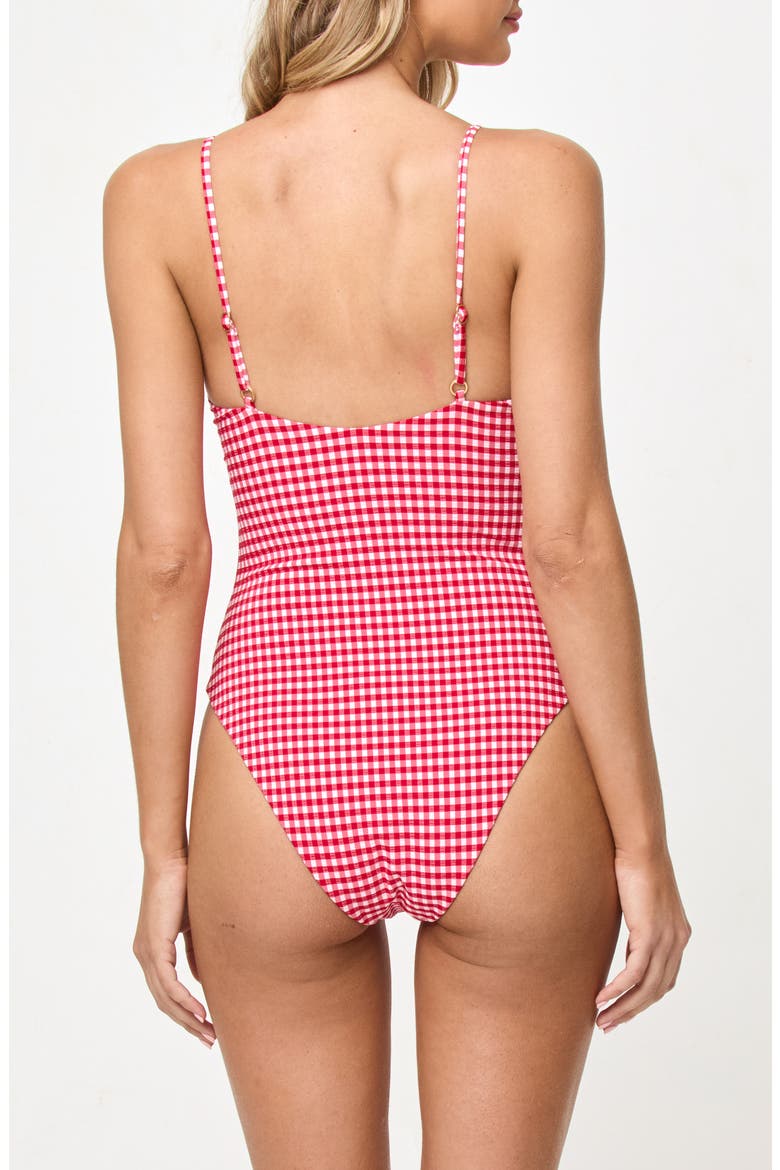 Piper Gingham Seersucker One-Piece Swimsuit, Alternate, color, LIPSTICK RED