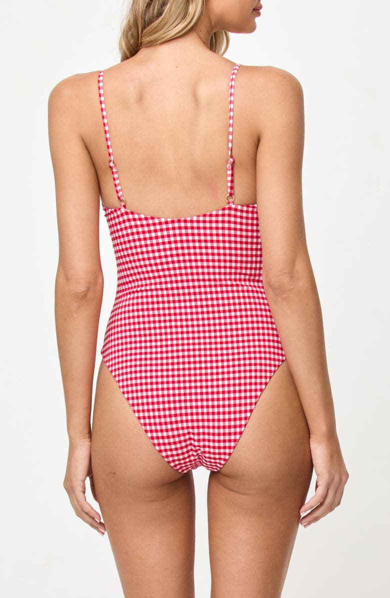 LSPACE Piper Gingham Seersucker One-Piece Swimsuit, Alternate, color, Lipstick Red