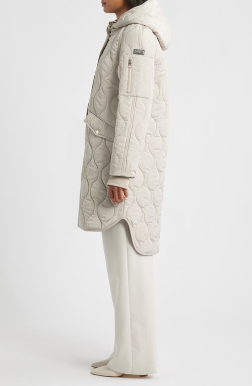 Bcbg Onion Quilted Hooded Long Coat In Neutral
