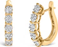 Haus of Brilliance 14k Yellow Gold 1/2 Cttw Diamond Cluster Hoop Earrings