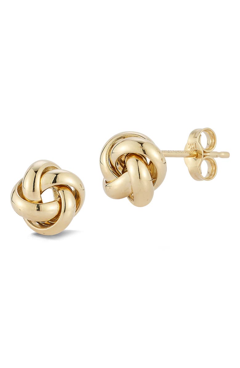 Ember Fine Jewelry 14K Yellow Gold Love Knot Stud Earrings, Main, color, 
