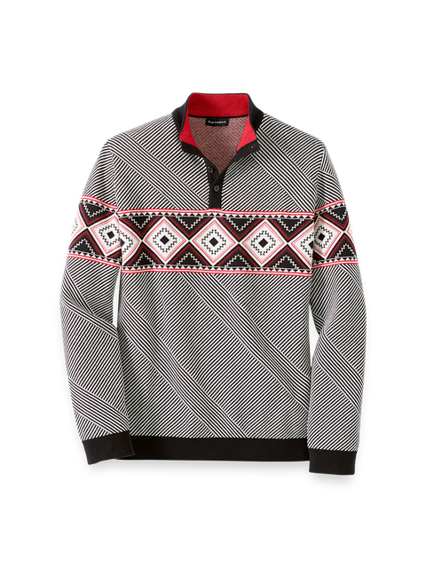 Cotton 4-button Mock Neck Sweater